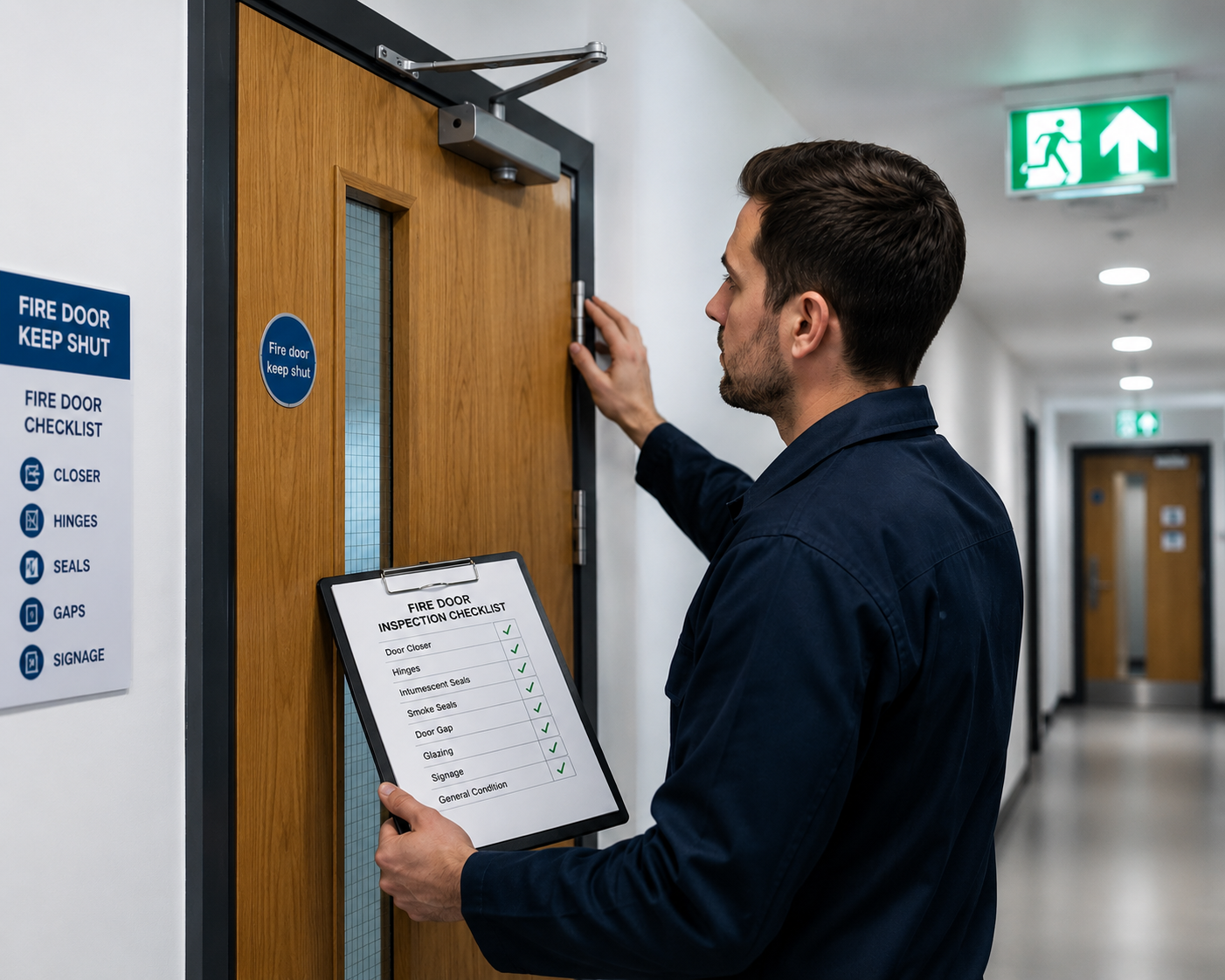 Commercial fire door with exit sign